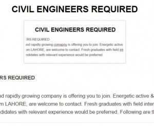 CIVIL ENGINEERS REQUIRED
