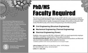 PhD MS faculty required in UMT