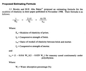 Masonry Compressive Strength and Modulus of Elasticity