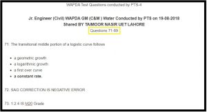 WAPDA Test Questions conducted by PTS-4