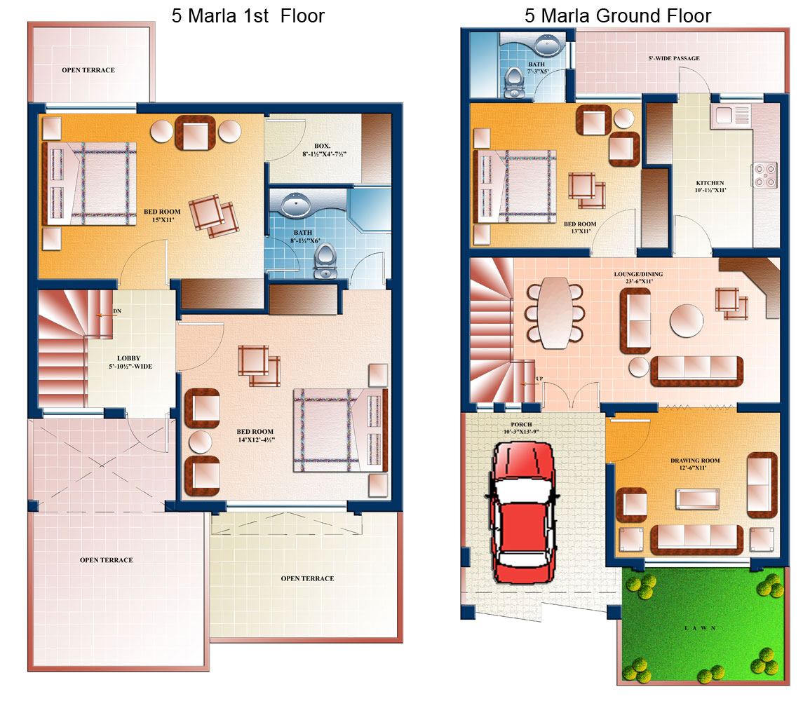 5 Marla House Plan Civil Engineers PK